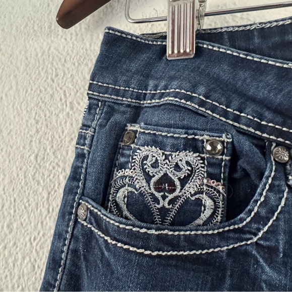 Denim Embroidered Bootcut Unique Paisley Sequin Flashy Sound Girl Size 9 Western - Picture 6 of 16